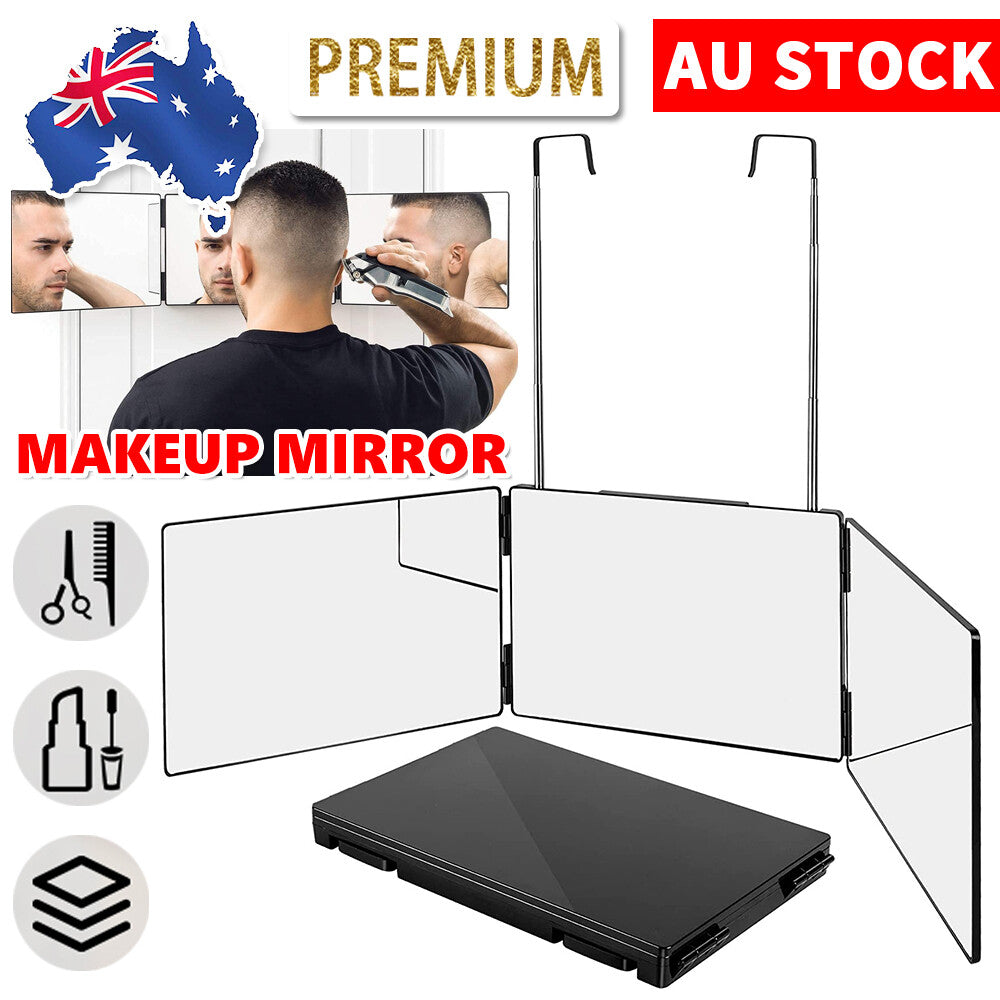 Mirror Hair Cutting Styling Beauty Hanging 3 Way Tri-Fold Makeup Haircut
