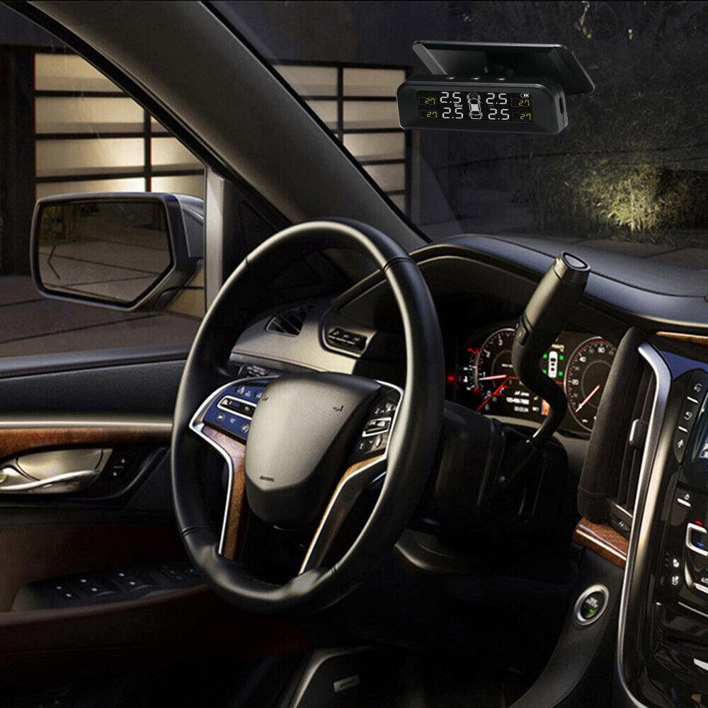 TPMS Car Tire Tyre Pressure Monitor System Solar Wireless + 4 Sensors