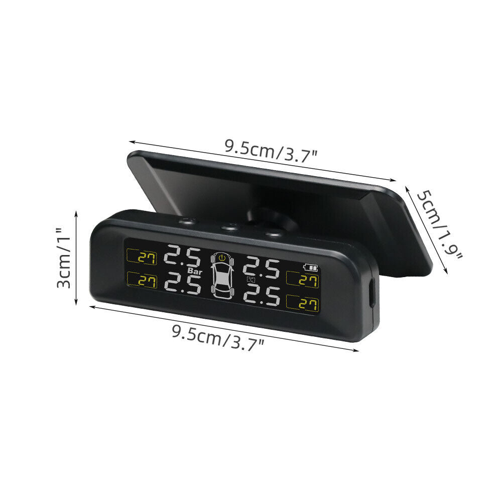 TPMS Car Tire Tyre Pressure Monitor System Solar Wireless + 4 Sensors