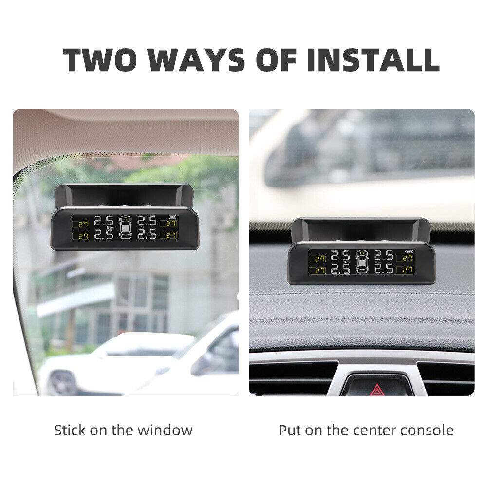 TPMS Car Tire Tyre Pressure Monitor System Solar Wireless + 4 Sensors