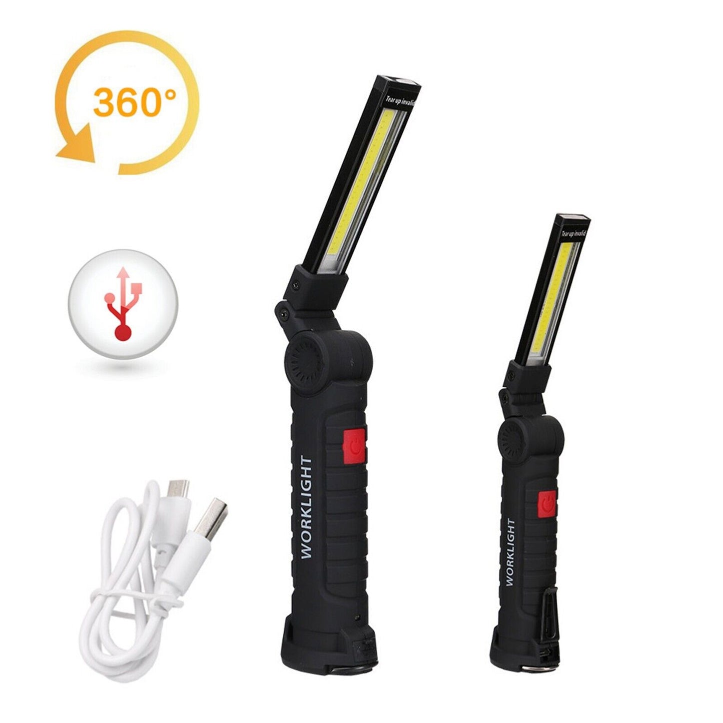 COB LED Cordless Magnetic Work Light USB Inspection Lamp Torch Rechargeable