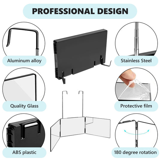 Mirror Hair Cutting Styling Beauty Hanging 3 Way Tri-Fold Makeup Haircut 