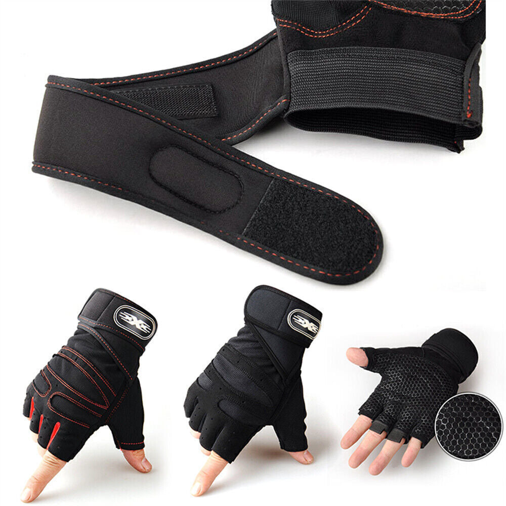 Gloves Gym Bodybuilding Fitness Workout Training Wrist Strap Lifting 