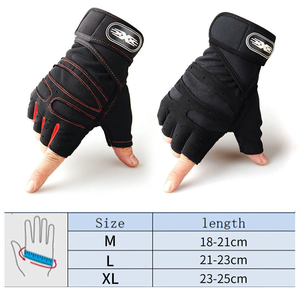 Gloves Gym Bodybuilding Fitness Workout Training Wrist Strap Lifting 