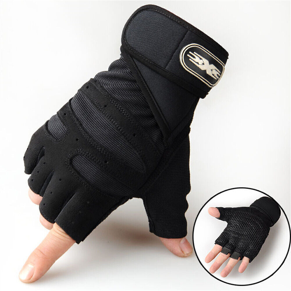 Gloves Gym Bodybuilding Fitness Workout Training Wrist Strap Lifting 