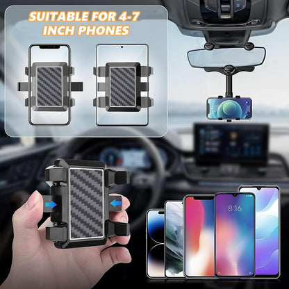 Phone Holder 360° Rotation Car Truck Rear View Mirror Mount