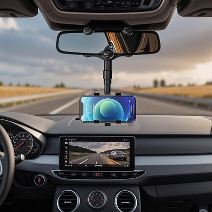 Phone Holder 360° Rotation Car Truck Rear View Mirror Mount