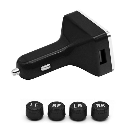 Car Tire Tyre Pressure Monitor USB Lighter TPMS Wireless System + 4 Sensors