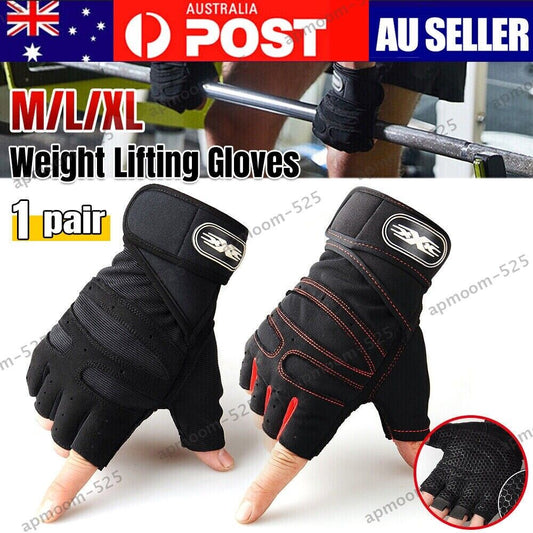 Gloves Gym Bodybuilding Fitness Workout Training Wrist Strap Lifting 