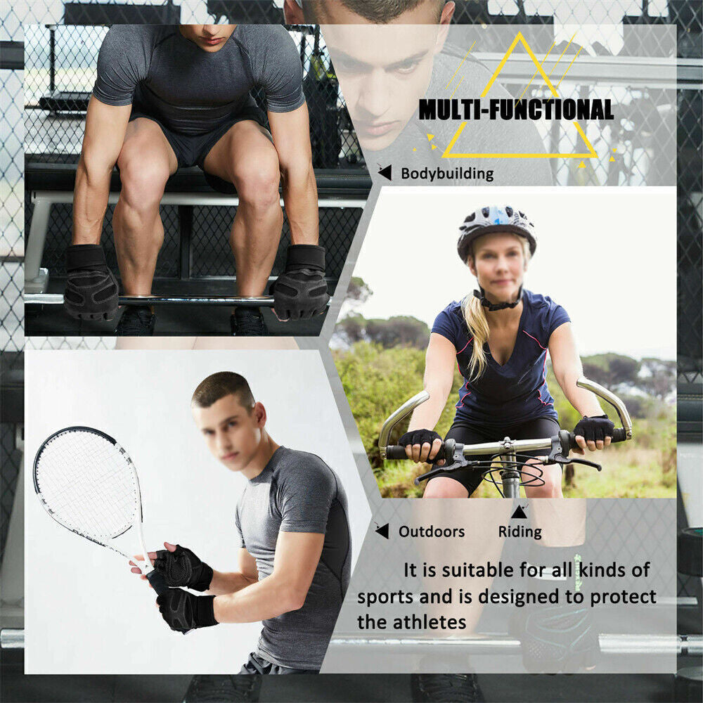 Gloves Gym Bodybuilding Fitness Workout Training Wrist Strap Lifting 