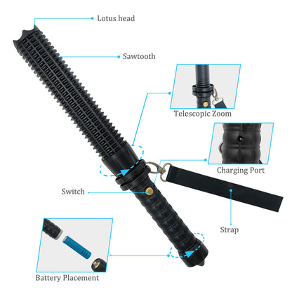 90000LM Baseball Bat LED Flashlights Waterproof Powerful Aluminium for Emergency