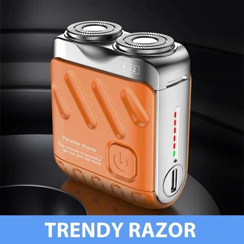 USB Portable Men Mini Small Steel Cannon Rotary Dual Ring Electric Pocket Shaver