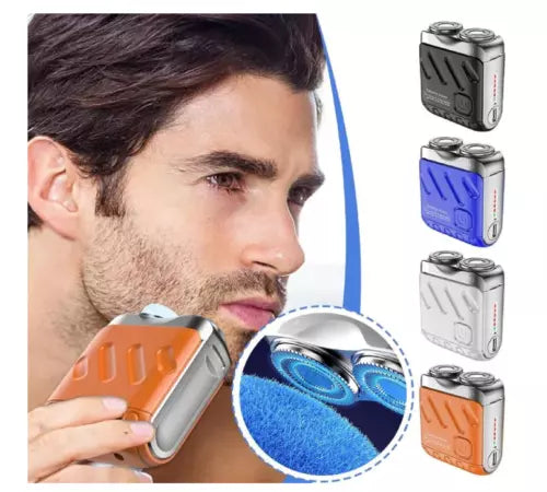 USB Portable Men Mini Small Steel Cannon Rotary Dual Ring Electric Pocket Shaver