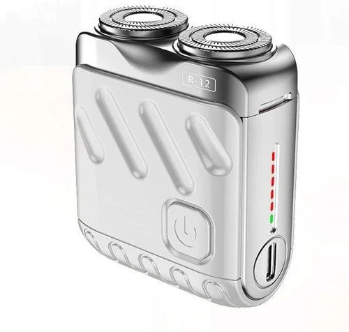USB Portable Men Mini Small Steel Cannon Rotary Dual Ring Electric Pocket Shaver