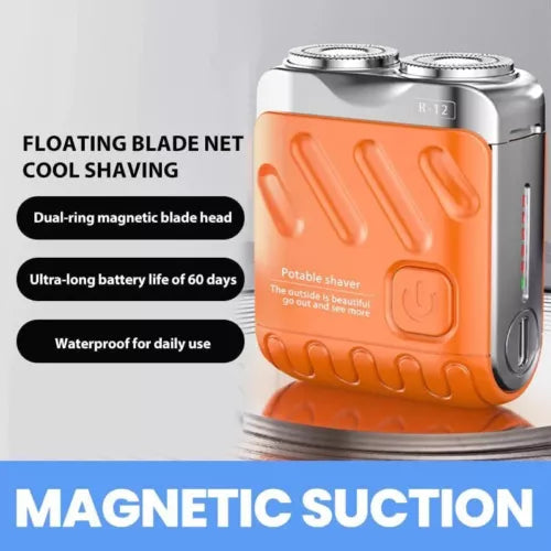 USB Portable Men Mini Small Steel Cannon Rotary Dual Ring Electric Pocket Shaver