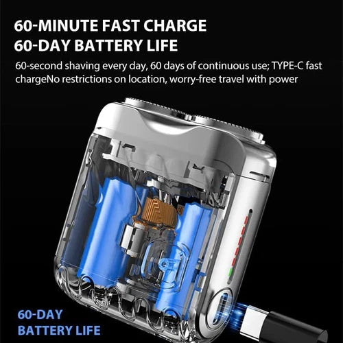 USB Portable Men Mini Small Steel Cannon Rotary Dual Ring Electric Pocket Shaver